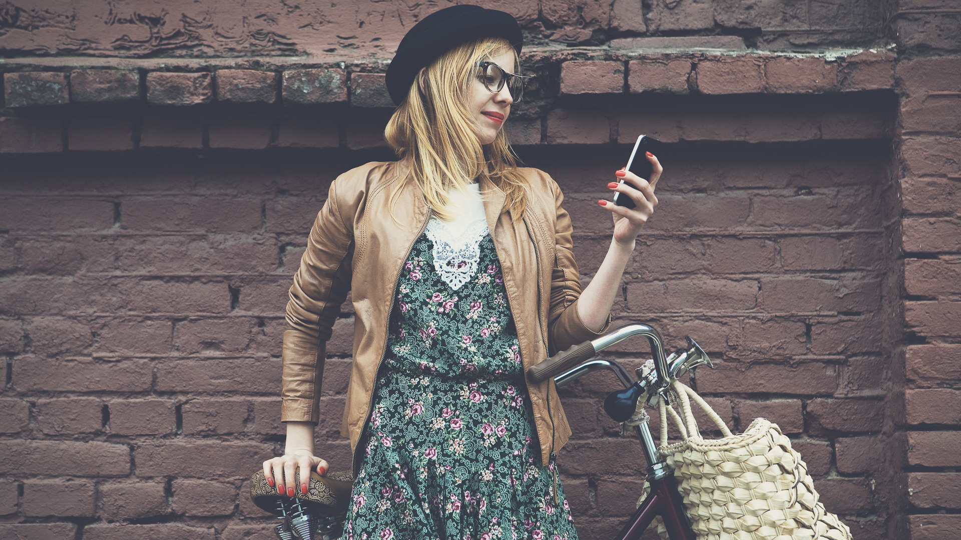 woman checking her instagram