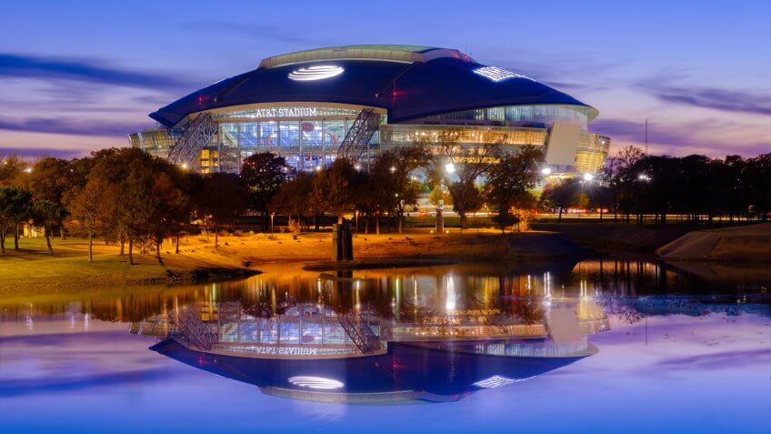 Arlington, Texas AT&T football Stadium, November 23, 2018 is home of the Dallas Cowboys AT&T Stadium located in Arlington, Texas USA, nightlight - Image.