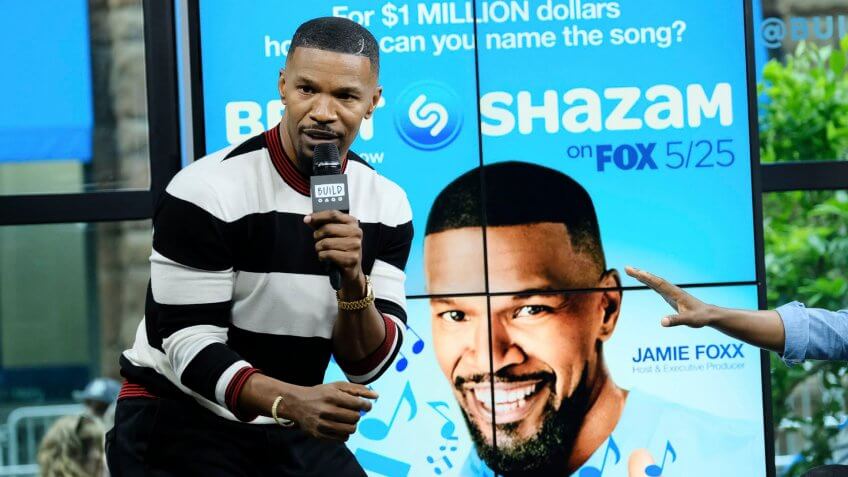 Mandatory Credit: Photo by Invision/AP/Shutterstock (9242453s)Actor Jamie Foxx participates in the BUILD Speaker Series at AOL Studios to discuss the game show, "Beat Shazam",, in New YorkBUILD Speaker Series: Jamie Foxx, New York, USA - 23 May 2017.