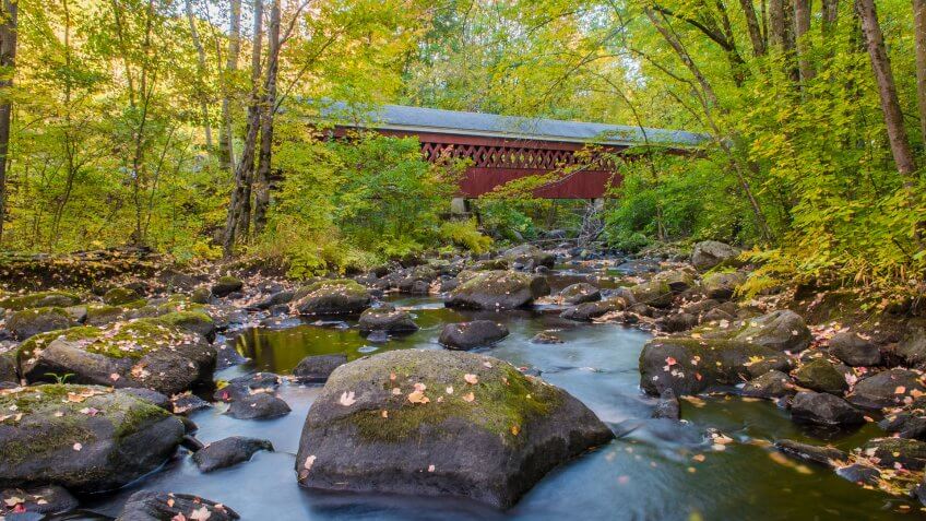 Nissitisset Covered Bridge in Brookline New Hampshire - Image.