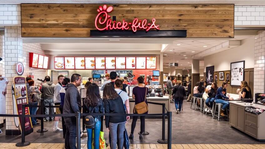Chick-fil-A with long line