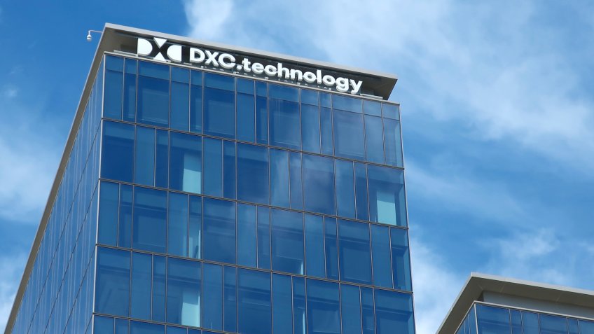 MCLEAN, VA - APRIL 20, 2019: DXC TECHNOLOGY - sign on headquarters building - Image.