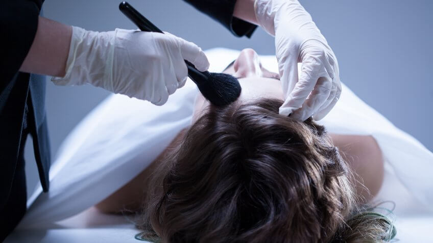 Embalmer preparing for funeral service