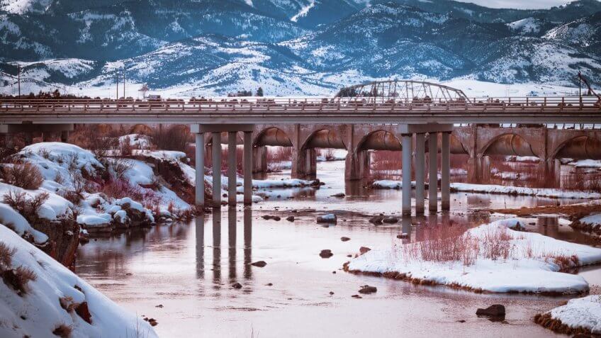 The Bear River Dam in Grace, Idaho in winter.