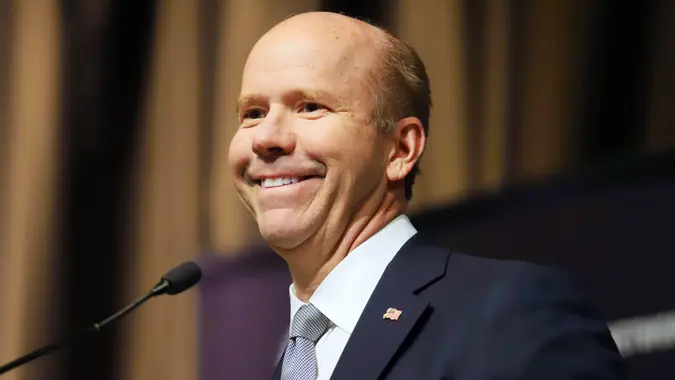 NEW YORK - APRIL 4, 2019: Democratic presidential candidate John Delaney speaks during the National Action Network Convention on April 4, 2019, in New York.