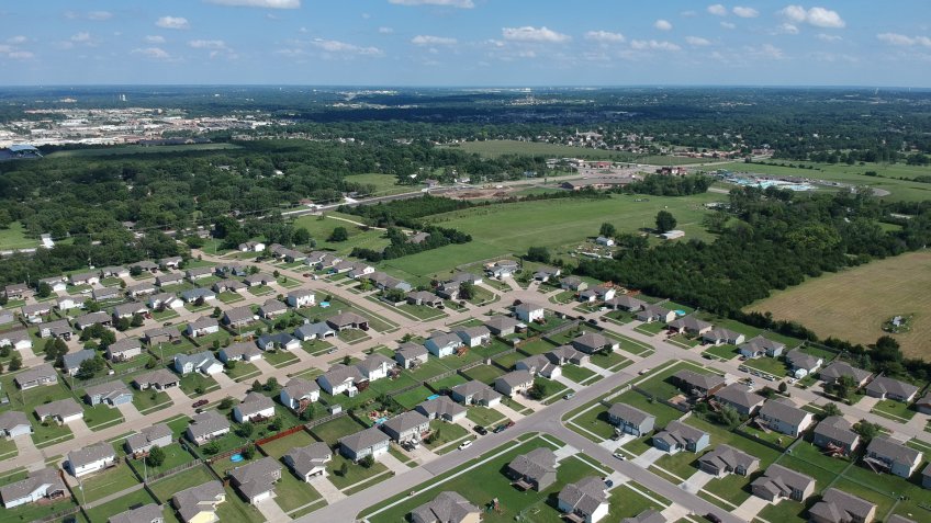 Aerial view of Hidden Valley neighborhood in Topeka KS - Image.