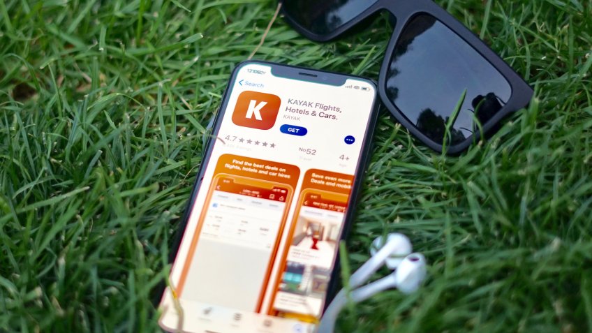 Kayak app on smartphone