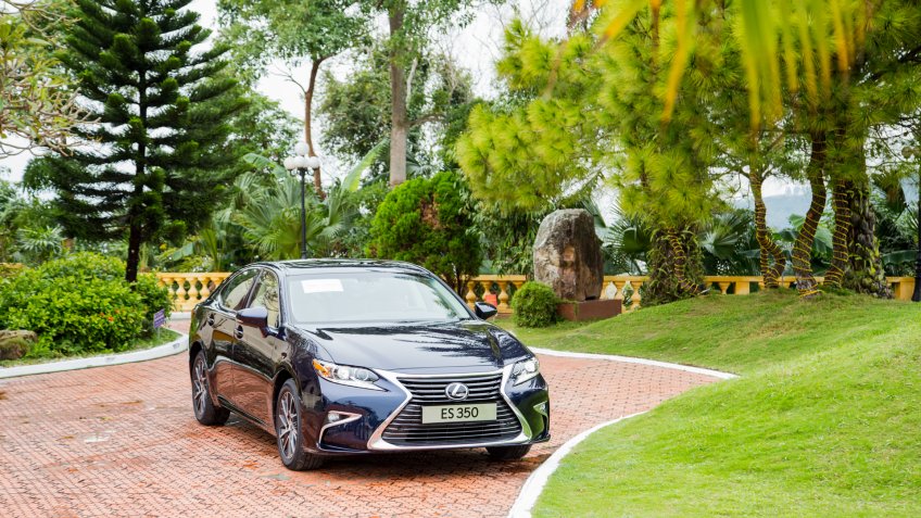 Hanoi, Vietnam - Jan 15, 2016: Lexus ES 350 (model 2015) car test drive in Vietnam.
