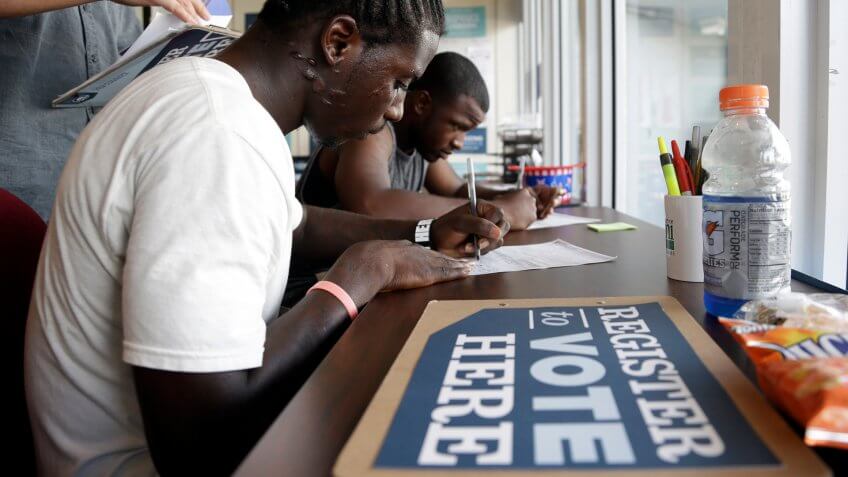 People registering to vote in Miami in 2012
