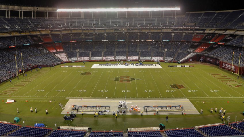 Mandatory Credit: Photo by Michael Cazares/CSM/Shutterstock (9930792k)Weather delay between Air Force Falcons and San Diego State Aztecs.