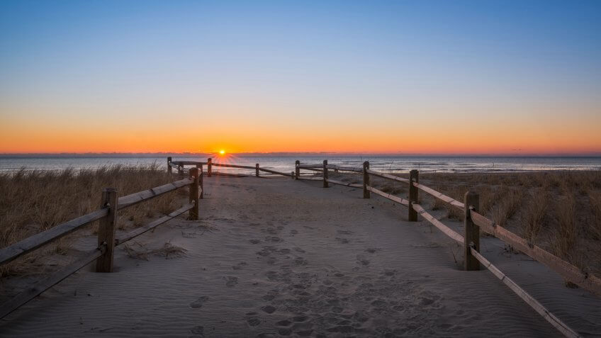 Early morning sunburst at Strathmere Beach in New Jersey.