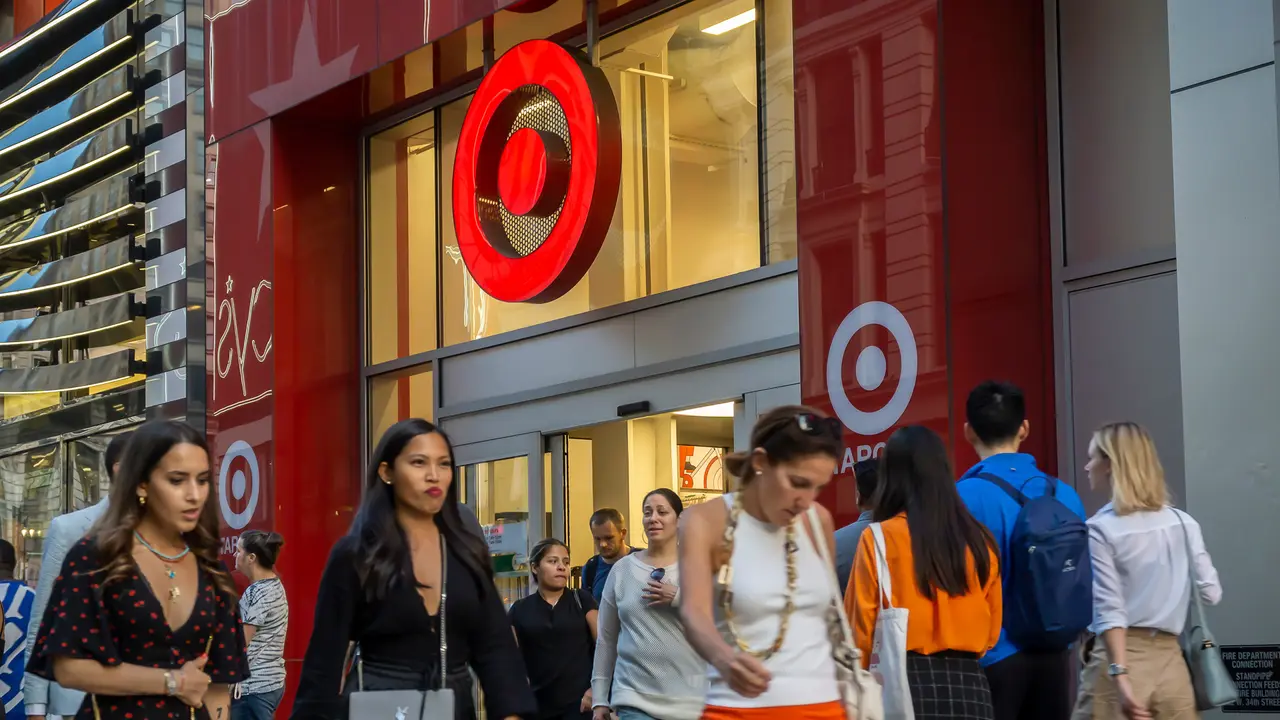 Target store with shoppers outside