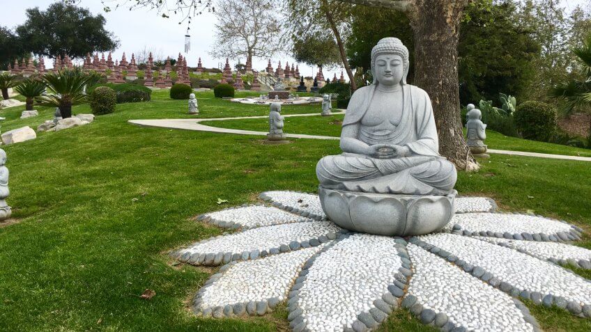 Whittier, California/USA April 1, 2018 Fo Guang Shan Buddhist Memorial Columbarium at Rose Hills Memorial Park - Image.