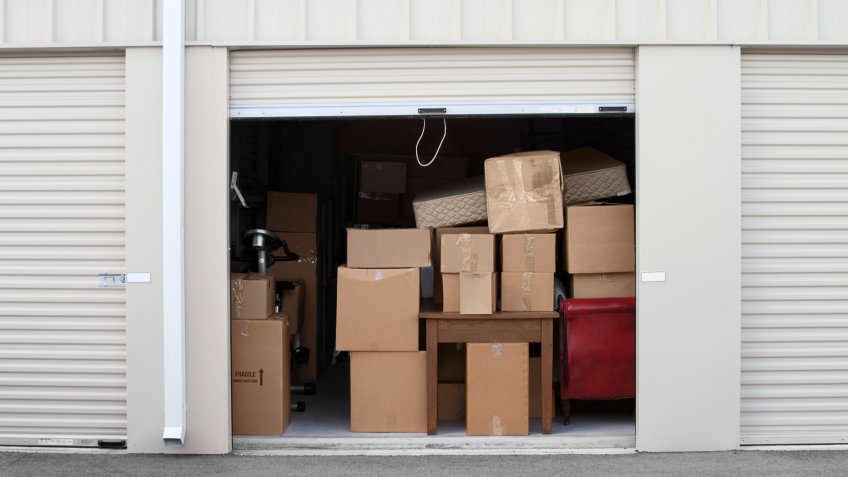Warehouse building with self storage units.