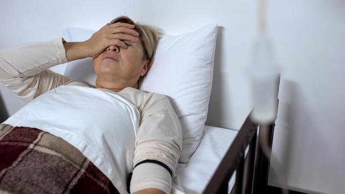 sick woman in hospital