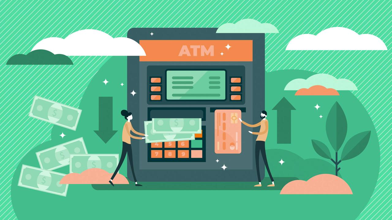 ATM cash machine vector illustration.