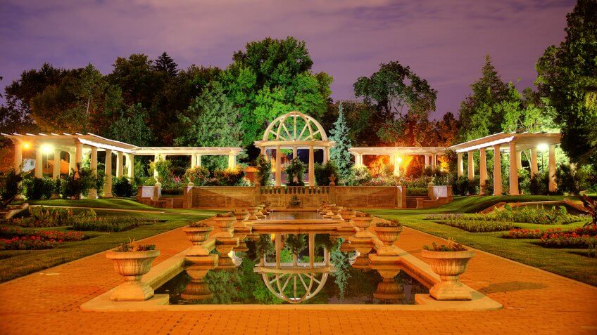 Lake Side Park, Rose Garden, Fort Wayne, Indiana, Night Shot.