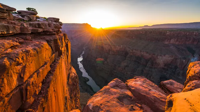 panoramic view of Toroweap at sunrise on the North Rim, Grand Canyon National Park, Arizona, USA.