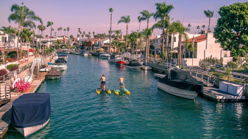 Long Beach moored boats and placid life - Image.