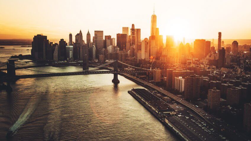 aerial view of the manhattan skyline.