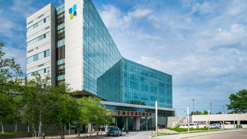 Overland Park, Kansas / United States of America - May 15th 2019: Advent Health Hospital at 9100 W 74th St.