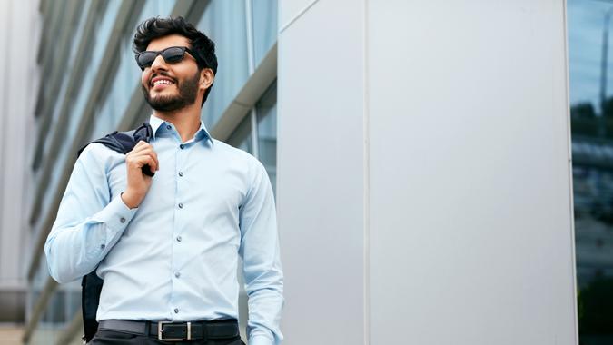 Business Man Portrait Near Office.