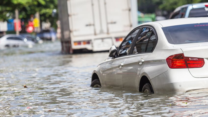 car in flooded water damage