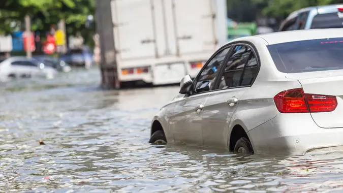 car in flooded water damage