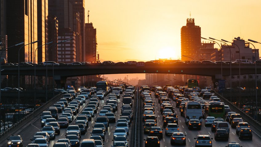 city traffic jam.