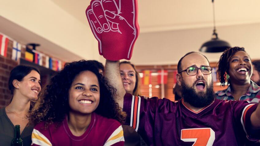 friends gather to watch sports