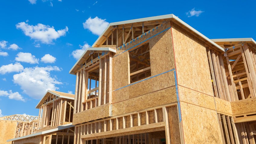 A new house being built in the suburbs of Las Vegas.
