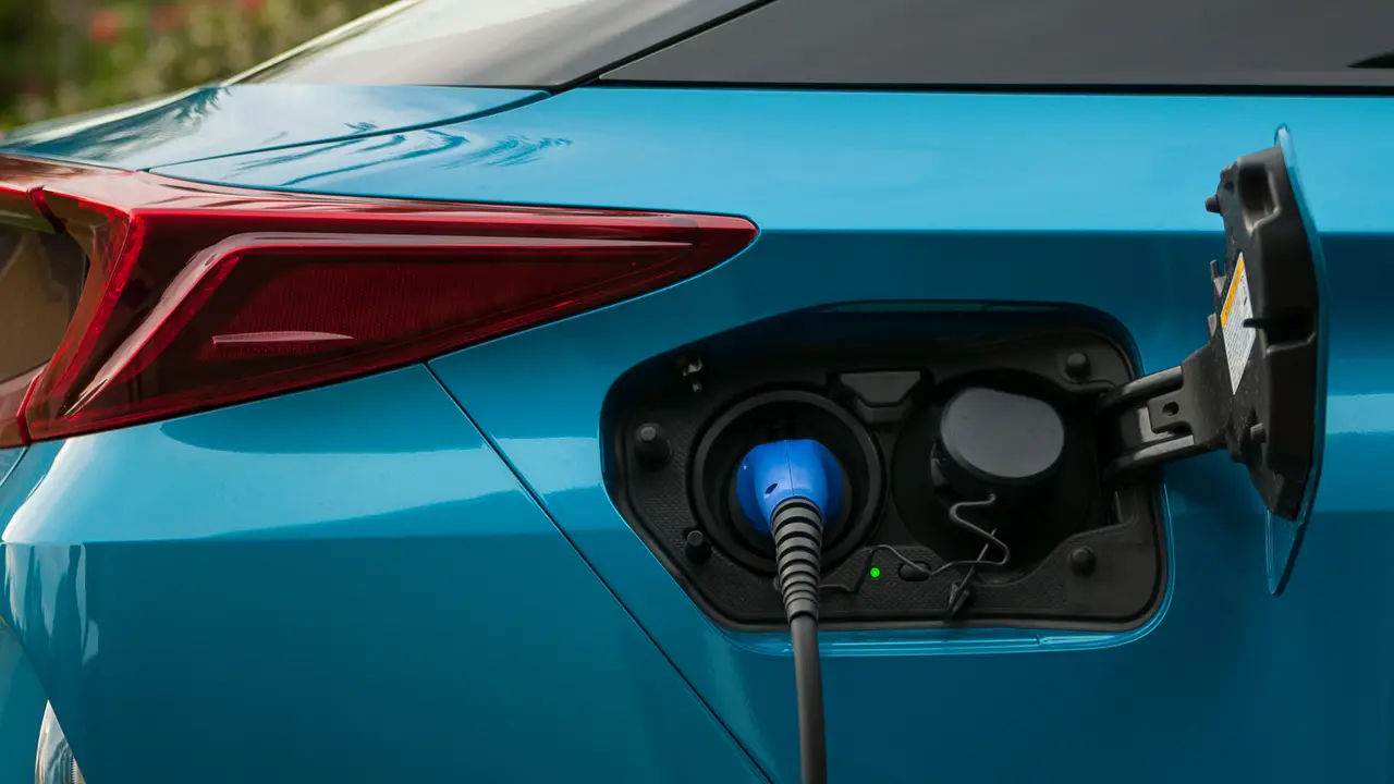 hybrid electric car plugged in