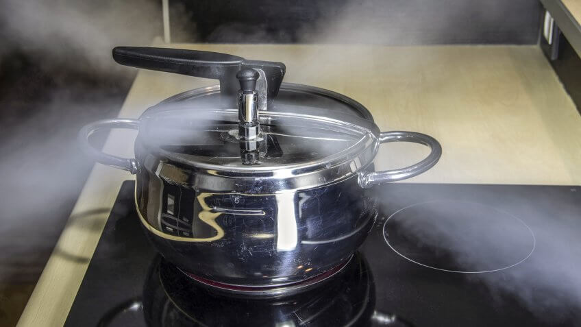 pressure cooker on stove