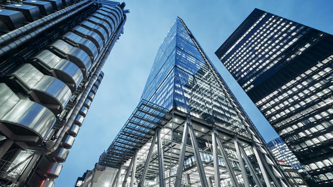 Modern office buildings in London, UK.