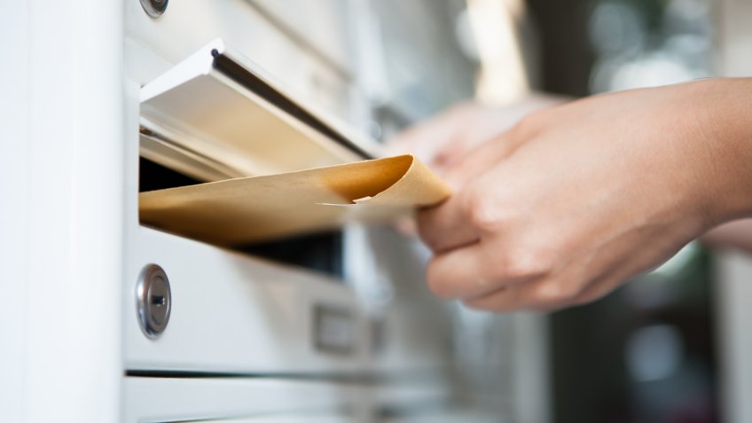 sending envelope in mail box