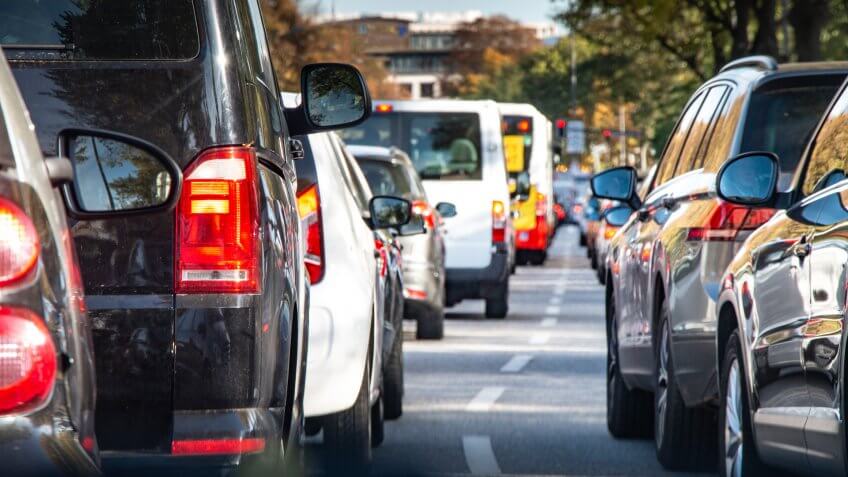 traffic jam in the city.