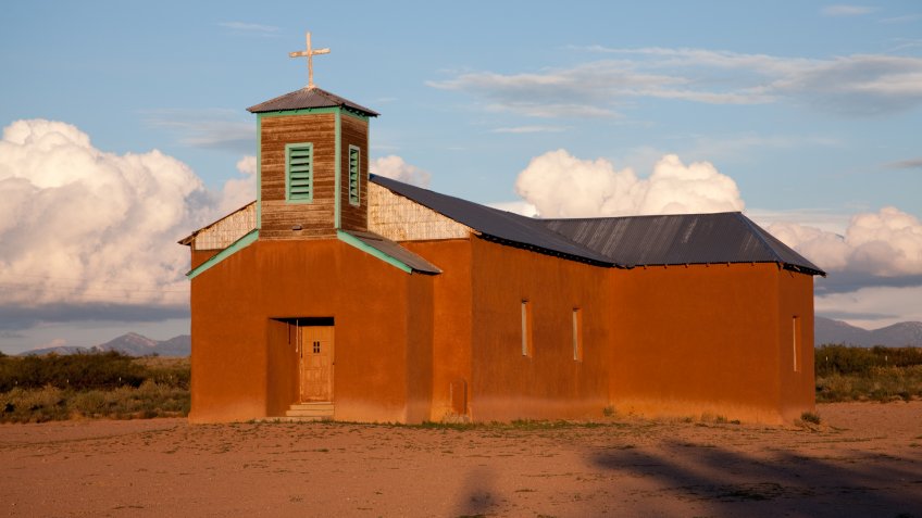 Mission Casa Colorada at sunset.