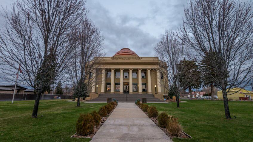 Editorial April 3, 2019: Hall of Justice court house in rural Alturas, California, USA - Image.