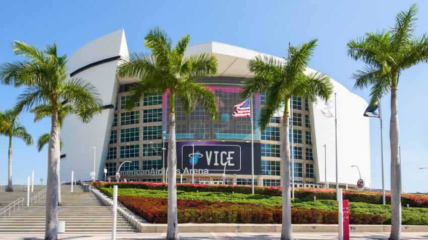 MIAMI, FL, USA - FEBRUARY 15, 2019: Stock photo American Airlines Arena Downtown Miami - Image.