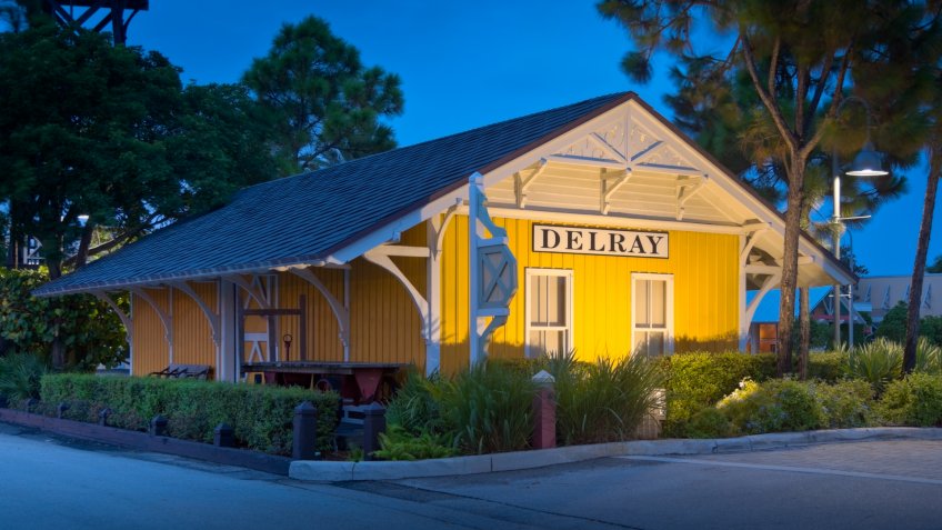 "Old restored rail station in Delra Beach, Florida.