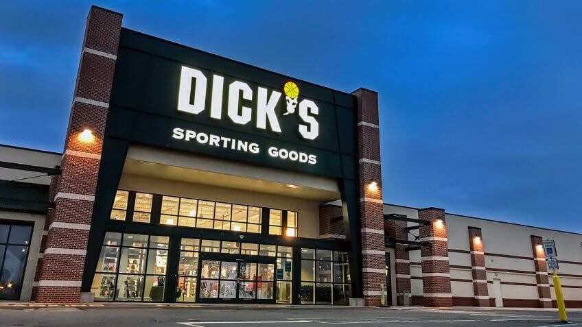 South Plainfield, NJ, 02/17/2018: The entrance to a Dick's Sporting Goods store.