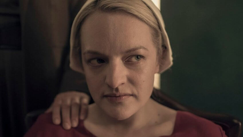 Elizabeth Moss as Offred in The Handmaids Tale