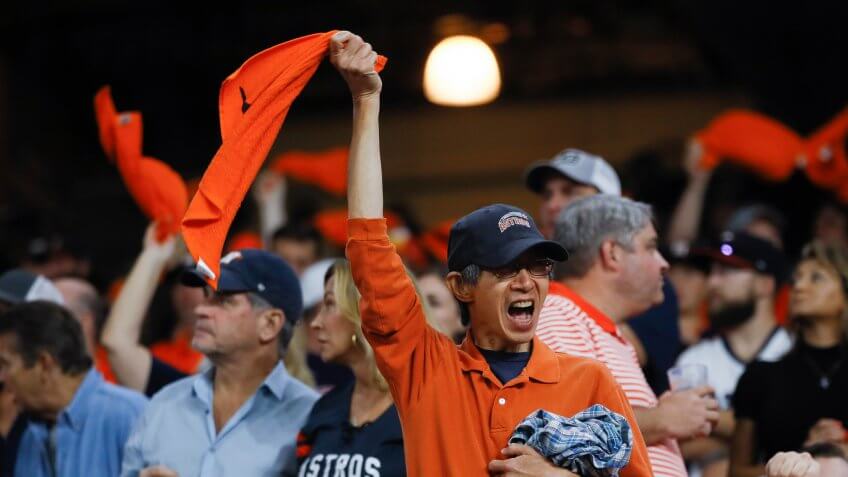 Houston Astros fan celebrating game