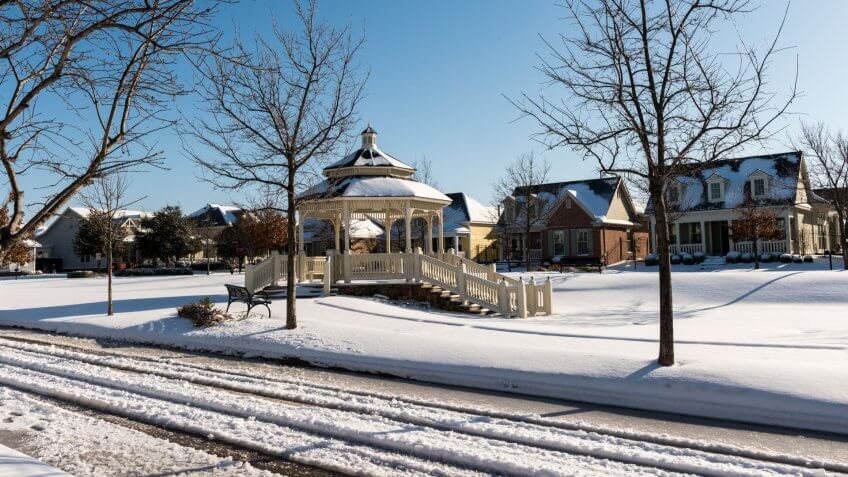 Gazebo after the snow storm in North Richland Hills.