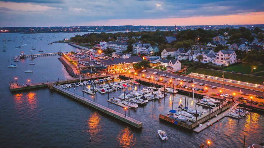 Aerial Sunset in Perth Amboy New Jersey.