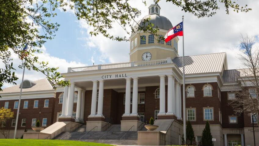Small city hall government building.