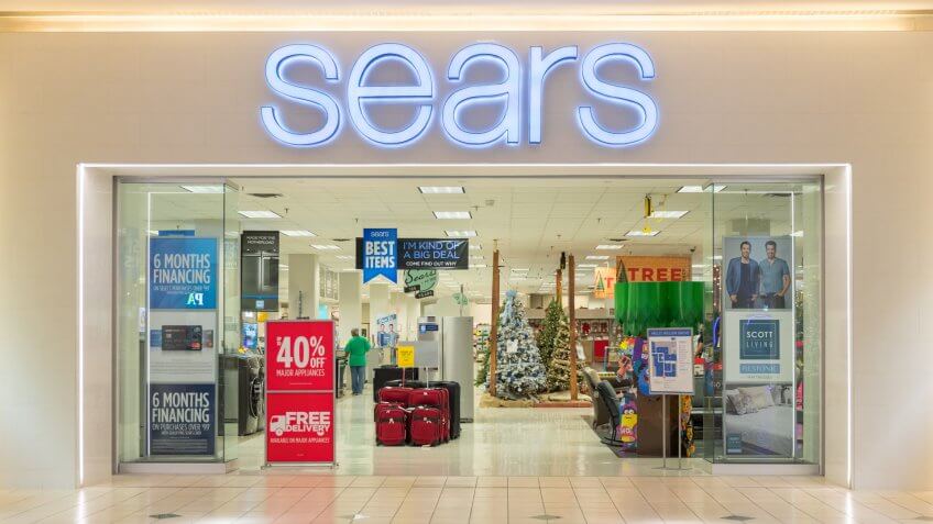 Philadelphia Pennsylvania,October 7 2018:The Sears retail store sign and entrance.