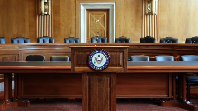 Washington, DC, USA - July 18, 2017: A United States Senate committee hearing room.