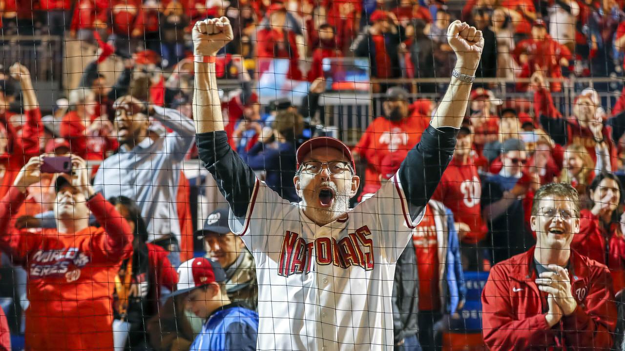Washington Nationals fan celebrates during World Series