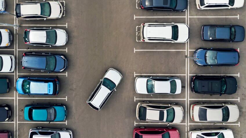 aerial view of parking lot